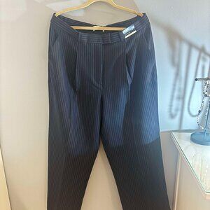 Curve Love A&F Sloane Tailored Wide Leg Pant - Navy Stripe - Size 33